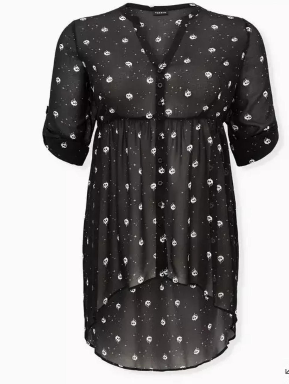 Disney Villains Sheer Black Skeletons Babydoll Tunic Size 1X